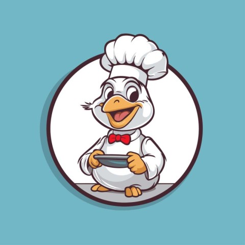 Illustration of a cute cartoon snowman in a chef's hat