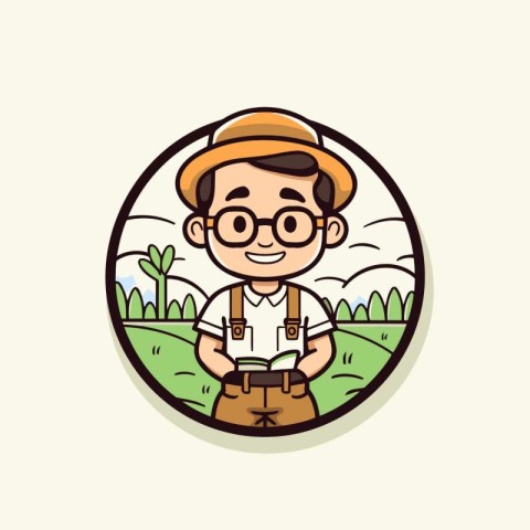 farmer avatar cartoon character vector illustration graphic desi