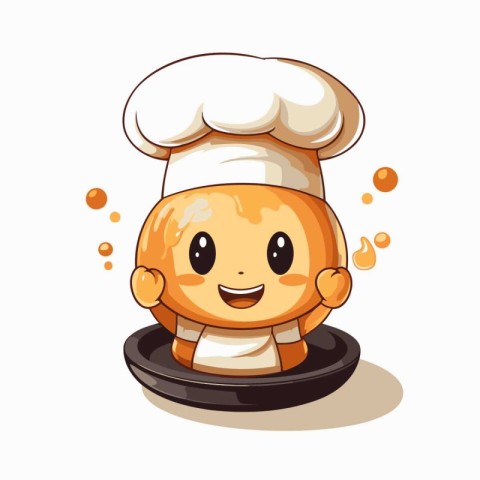 Illustration of a Cute Cartoon Chef Mascot Character with Chefs