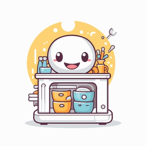 Dishwasher character design. Colorful and flat vector illustrati