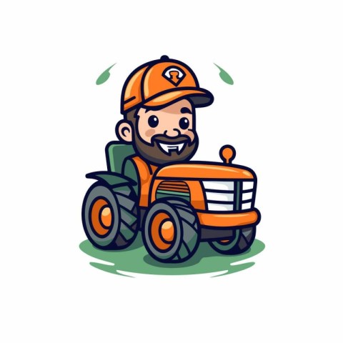 Tractor driver vector illustration. Cartoon tractor driver vecto