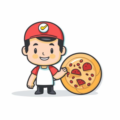 Pizza delivery boy character vector illustration design. Pizza d