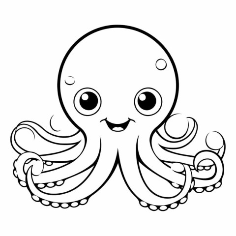 Cute octopus. Coloring book for children. Vector illustration