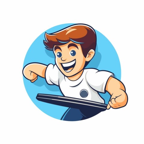 Cartoon illustration of a waiter serving a dish. Vector clip art