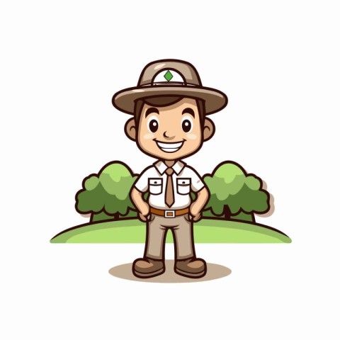 Farmer cartoon character with hat and suspenders vector Illustra