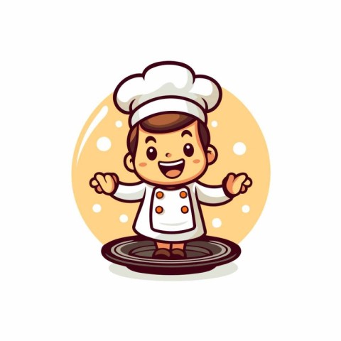 Chef Boy Cartoon Mascot Character Vector Icon Illustration Desig