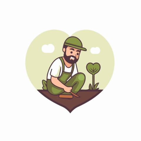 Gardener character. Vector illustration in cartoon style on whit