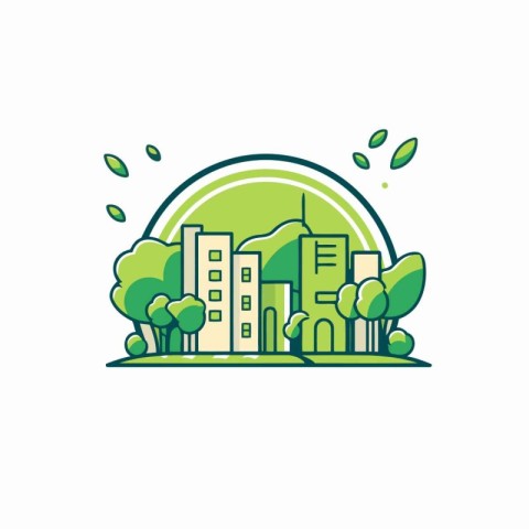 Green city icon. Ecology concept. Vector illustration in flat st