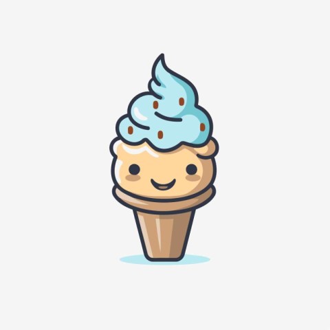 Ice cream in a waffle cup. Vector illustration. flat design.