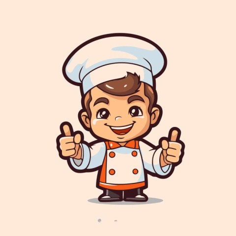 Chef Boy Cartoon Mascot Character with Thumbs Up Vector Illustra