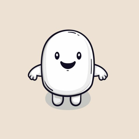 Cute White Marshmallow Cartoon Mascot Character Vector Illustrat