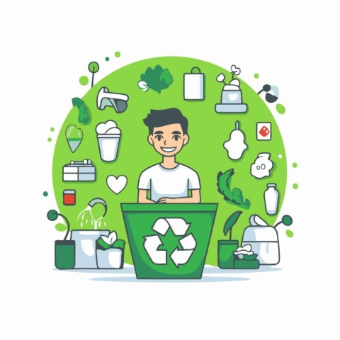 Recycling concept. Vector illustration in flat style. Isolated o