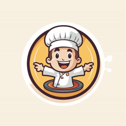 Chef Boy Smiling Cartoon Mascot Icon Vector Illustration