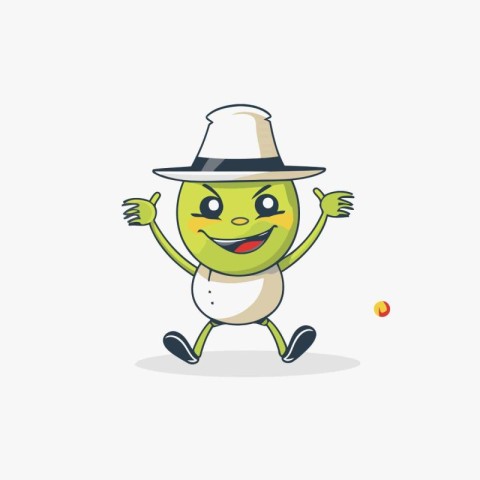 Cute Green Melon Fruit Mascot Character with hat and sunglasses