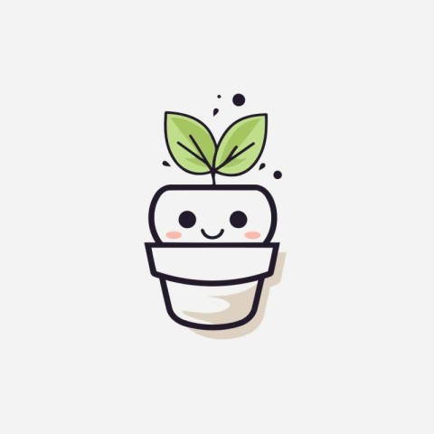 Cute plant in a pot. Vector illustration. Cartoon character.