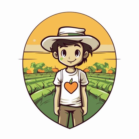 Illustration of a boy wearing a hat and holding a heart in the f