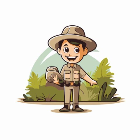 Cartoon safari explorer. Vector illustration of a cartoon safari