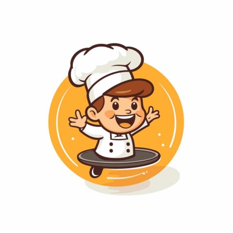 Chef Boy Cartoon Mascot Character Vector Icon Illustration Desig