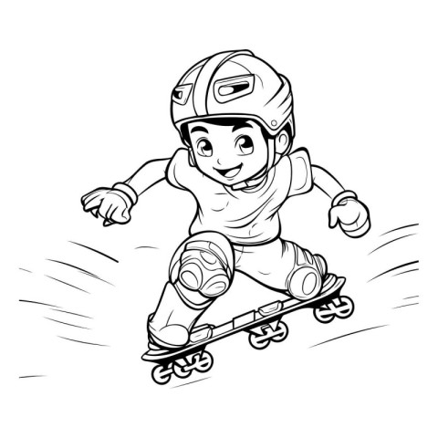 Cartoon Skateboarder. Vector illustration ready for vinyl cuttin