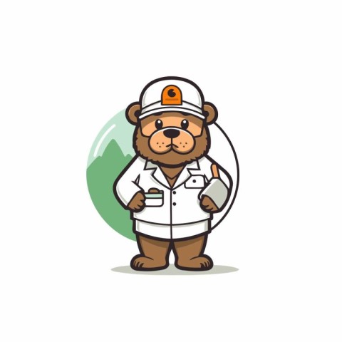 Beaver cartoon character with lab coat and cap vector Illustrati