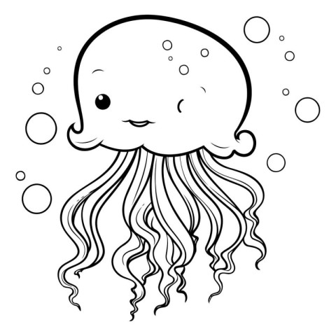 Coloring book for children: cute jellyfish. Vector illustration.