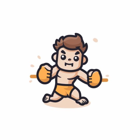 Cute boxer cartoon character. Vector illustration in doodle styl