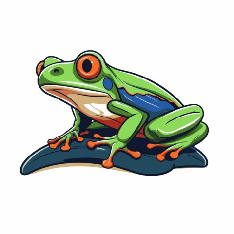 Frog cartoon icon. Isolated on white background. Vector illustra