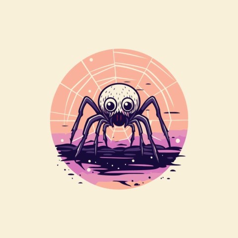 Spider logo design template. Vector illustration of a cartoon sp