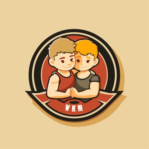 Dad and son. Vector illustration of a father and son in a circle