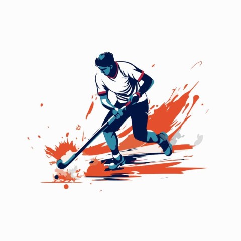 Hockey player vector illustration. hockey player with stick and