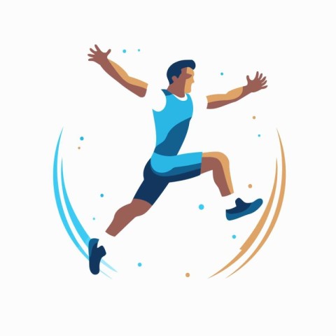 Running man. Sport vector illustration. Athlete jogging. Flat de