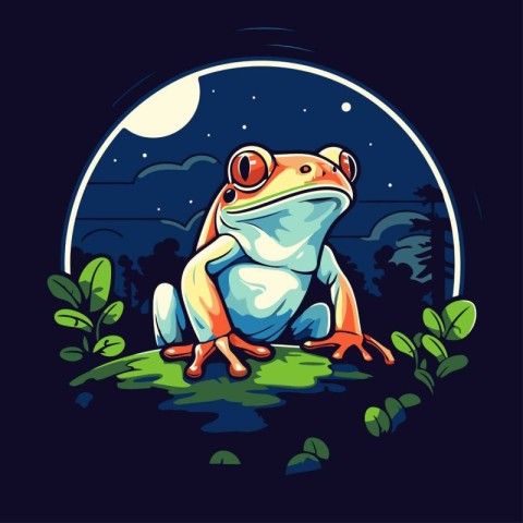 Frog in the forest. Vector illustration of a frog in the forest.