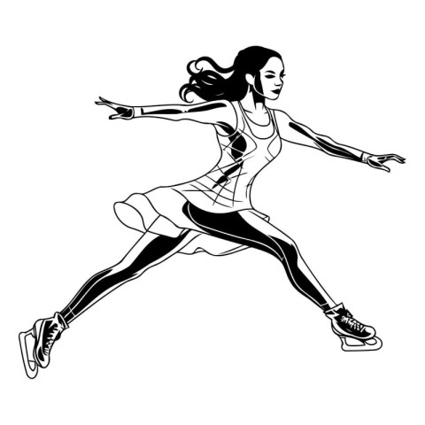 Figure skating woman. Vector illustration of a female figure ska