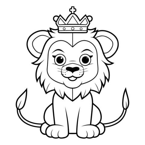 Lion King Mascot Icon. Cartoon Illustration of Lion King Mascot