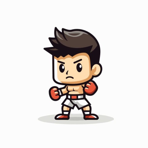 Boxing - Cartoon Boxer Mascot Character Vector Illustration