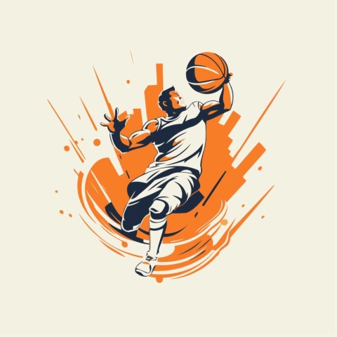 Basketball player with ball in action. vector illustration graph