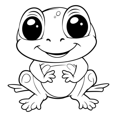 Black and White Cartoon Illustration of Funny Frog Animal Charac