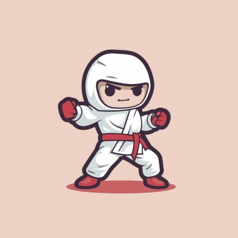 Karate Boy Cartoon Character Mascot Design Vector Illustration.