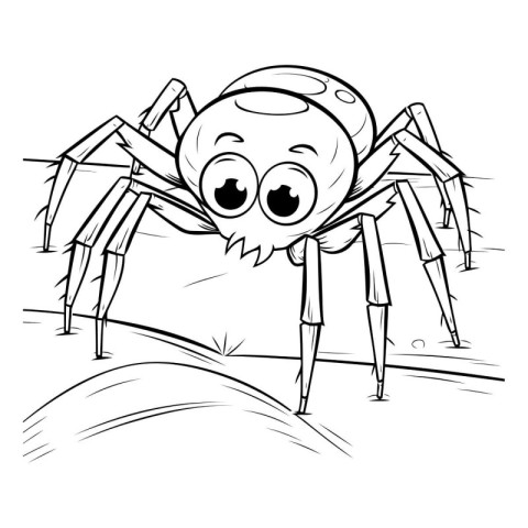 Black and White Cartoon Illustration of Funny Spider Character f