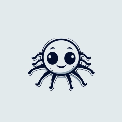 Cute cartoon smiling spider. Vector illustration on a white back