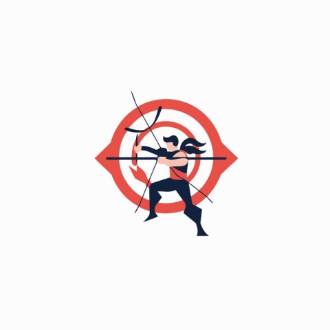 Archery vector logo design template. Archer with bow and arrow i