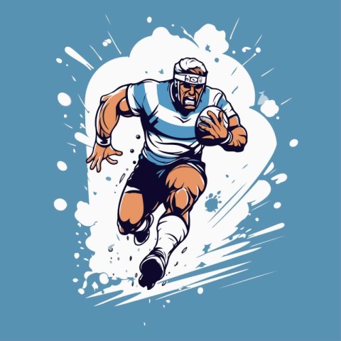 american football player running with ball. vector illustration