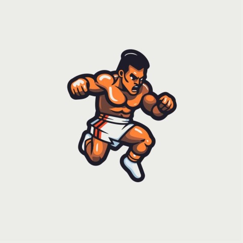 Mascot Illustration of a Boxer or fighter running viewed from si