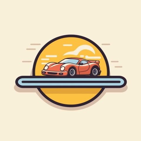 Car on the road. Vector illustration in flat design style. Sport