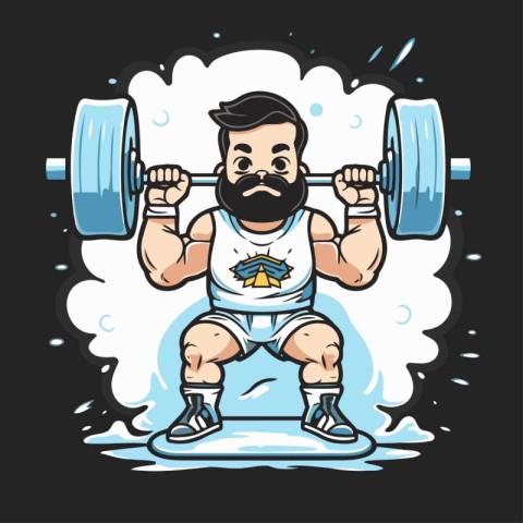 Mascot Illustration of a strong man lifting a barbell