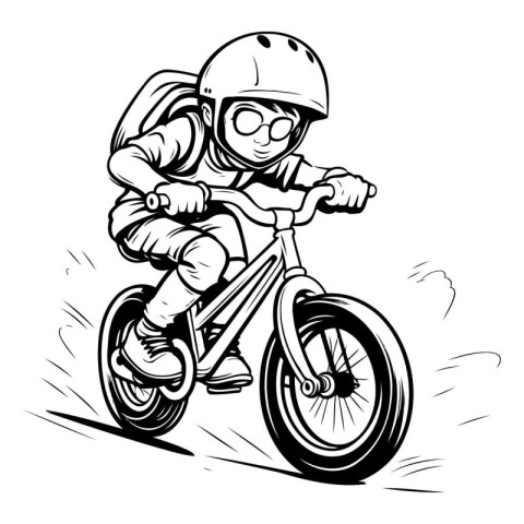 Mountain biker. Vector illustration ready for vinyl cutting. Bla