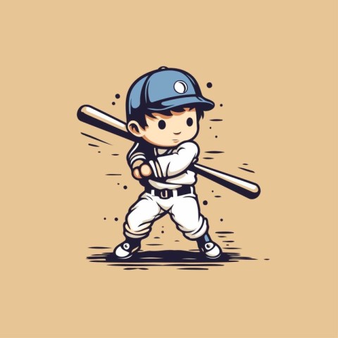 Baseball player with bat and ball. Vector illustration of a base