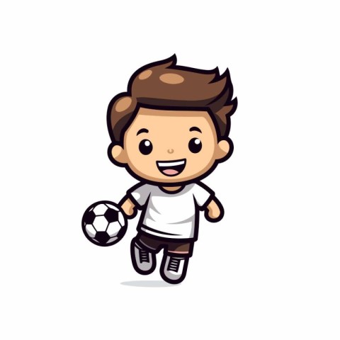 Cute Boy Soccer Player Cartoon Mascot Character Vector Illustrat