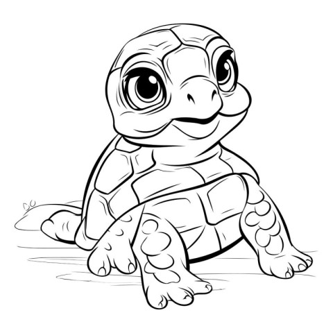 turtle - black and white vector illustration. eps-10