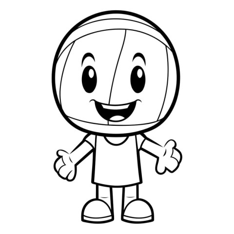 Basketball Helmet Cartoon Mascot Character. Vector Illustration.